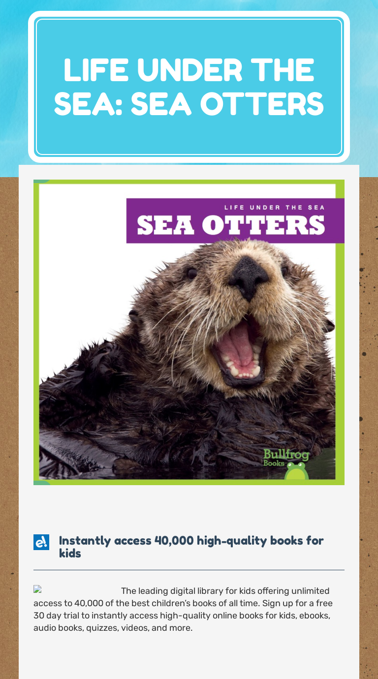 Life under the Sea: Sea Otters worksheet preview image