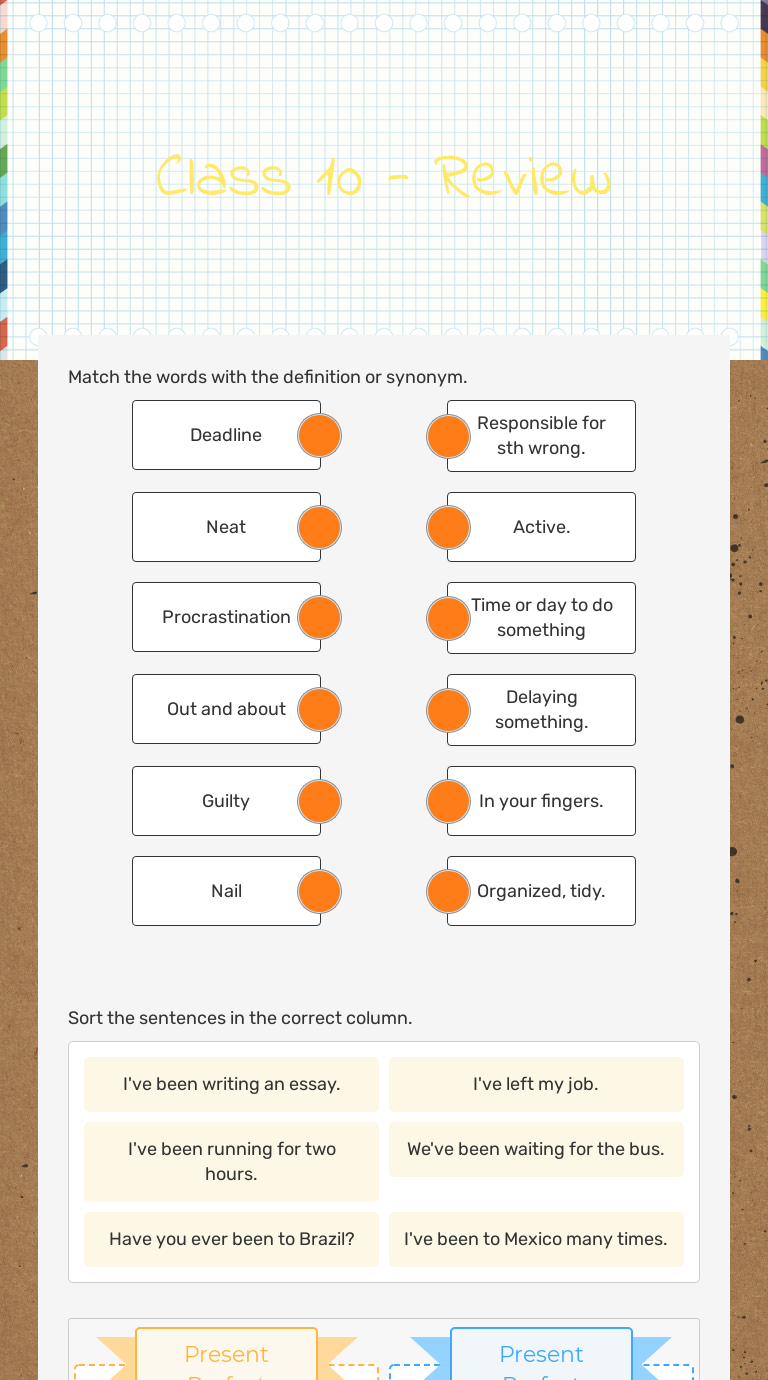 Class 10 - Review worksheet preview image