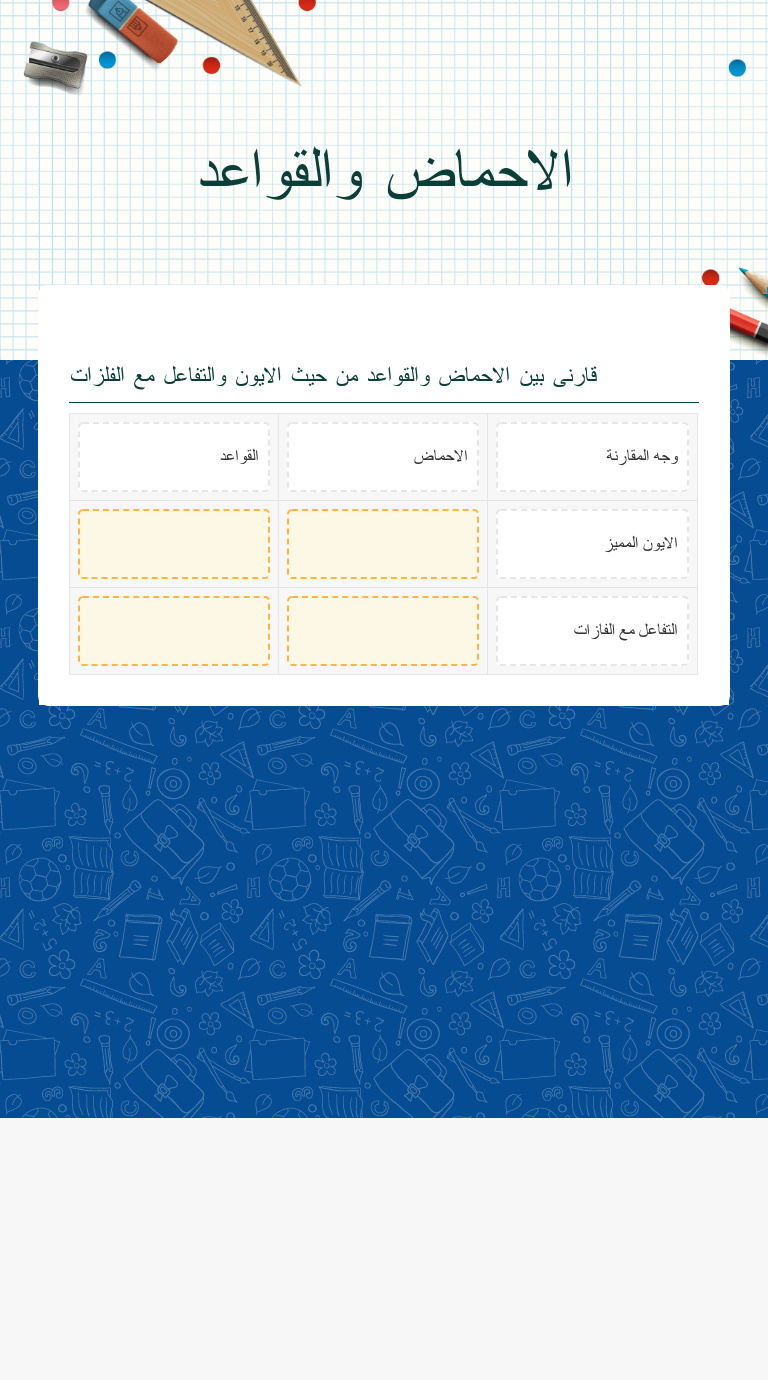 الاحماض والقواعد worksheet preview image