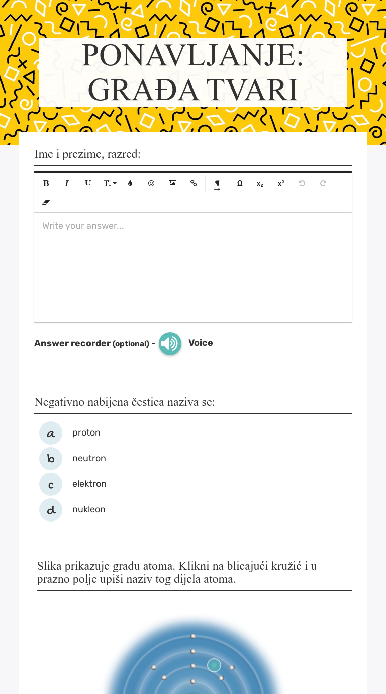 PONAVLJANJE: GRAĐA TVARI Grade 8 worksheet preview