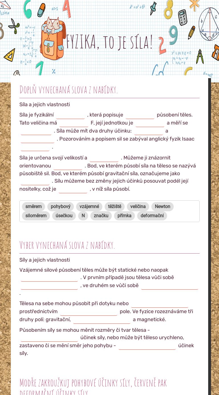 FYZIKA, to je síla! worksheet preview image