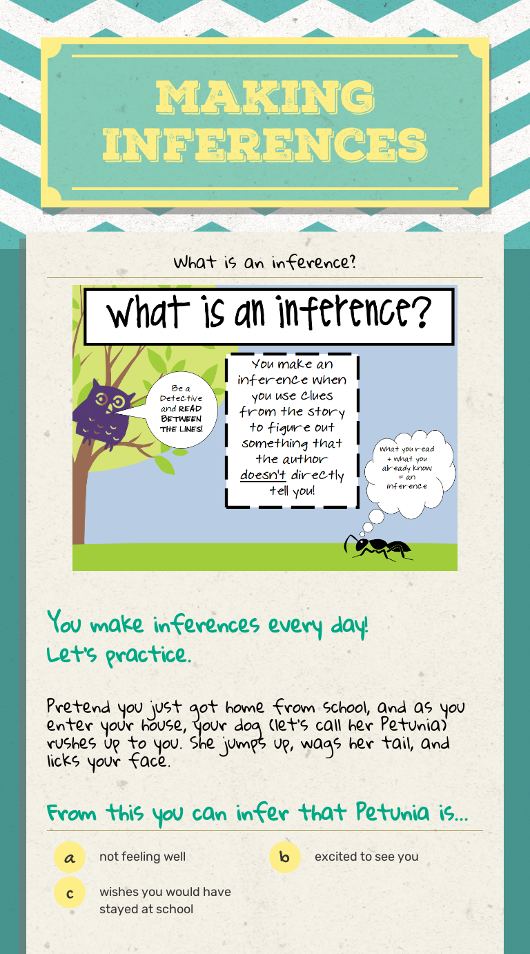 Making Inferences | Interactive Worksheet by Rachel Zikias | Wizer.me