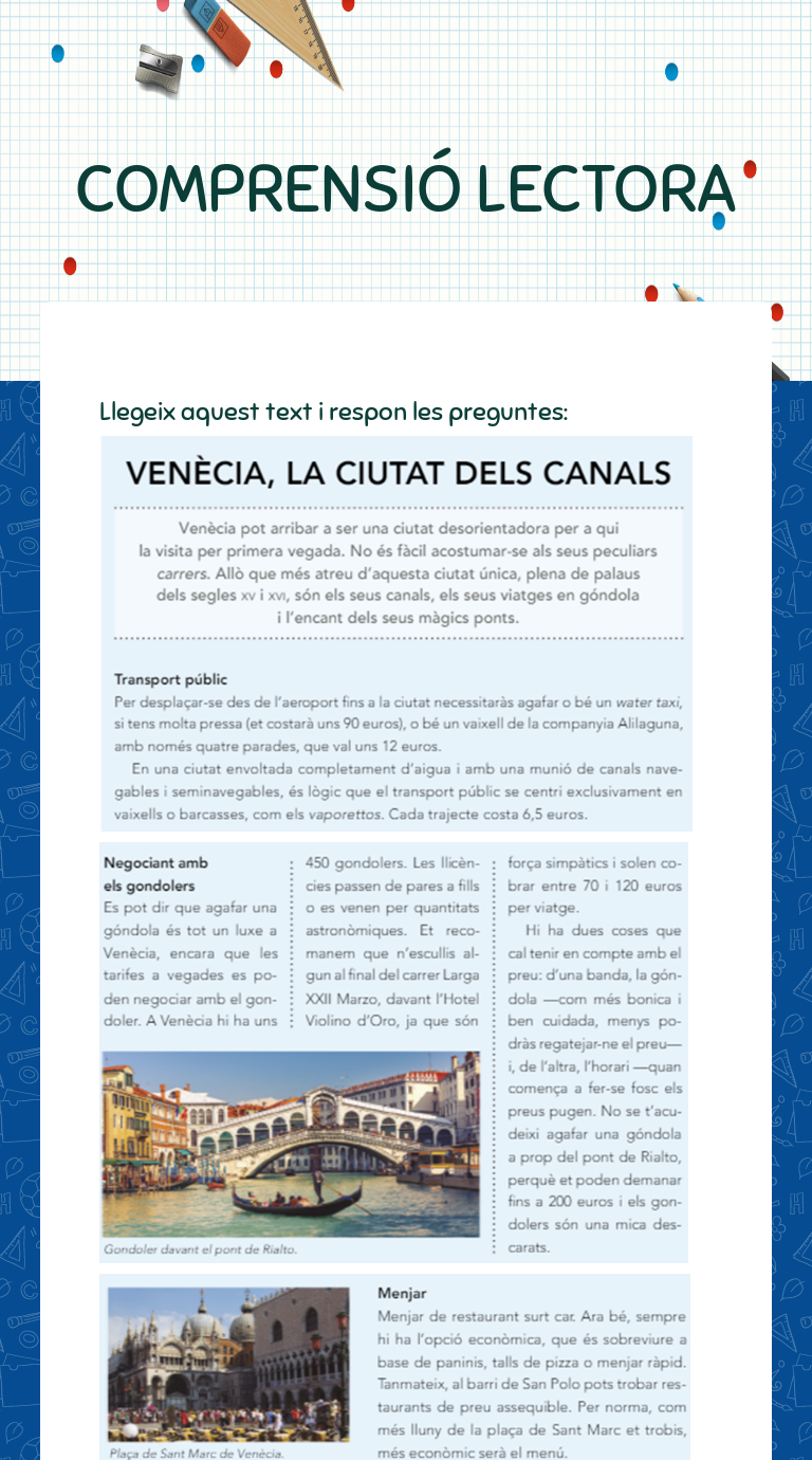 COMPRENSIÓ LECTORA Grade 4 worksheet preview