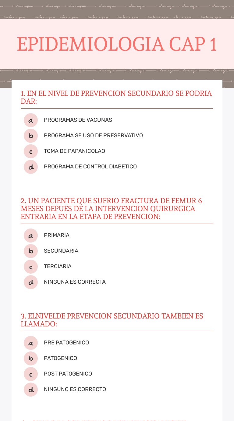 EPIDEMIOLOGIA CAP 1 Grade 4 worksheet preview