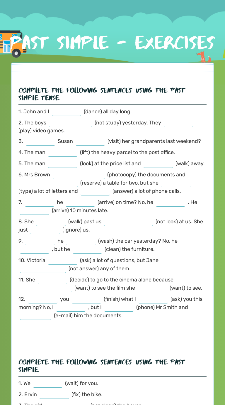 past simple - exercises worksheet preview
