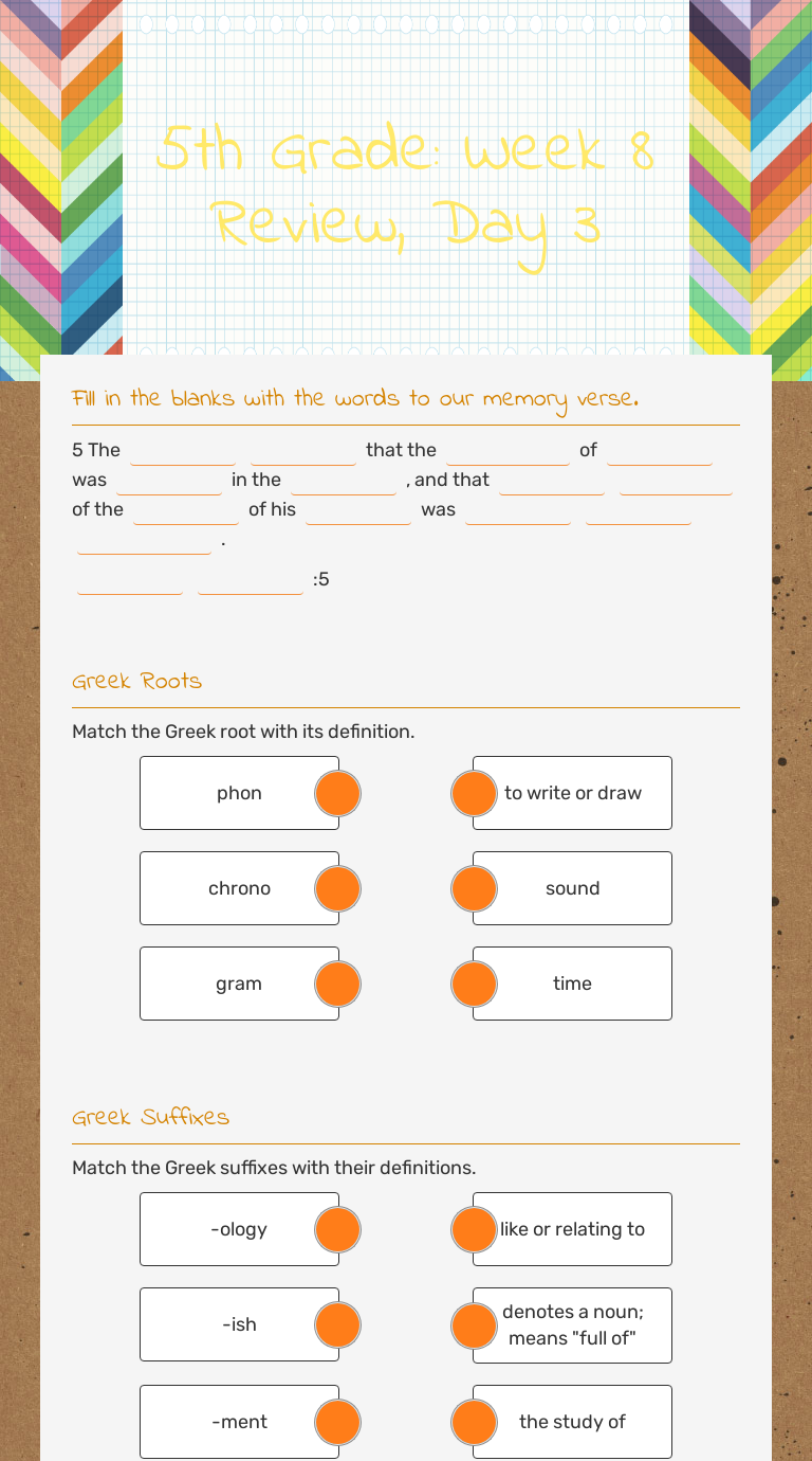 5th Grade: Week 8 Review, Day 3 worksheet preview image