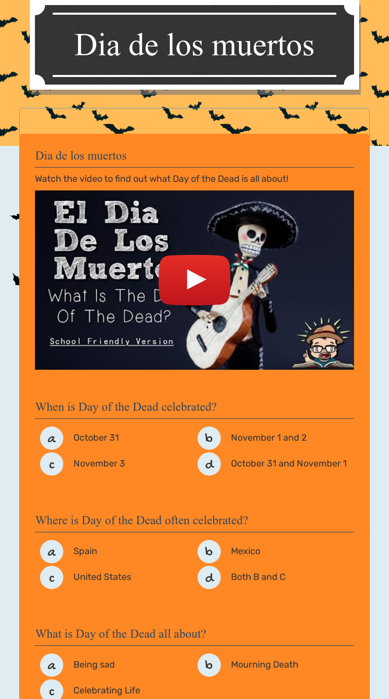 Dia de los muertos Interactive Worksheet by Maria Veronica Mino Saenz