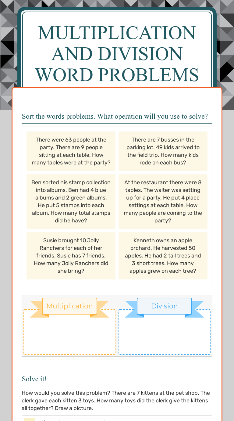 Multiplication and Division Word problems by Kara Troutman ...
