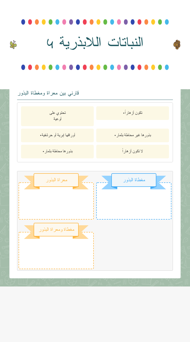 النباتات اللابذرية 4 worksheet preview