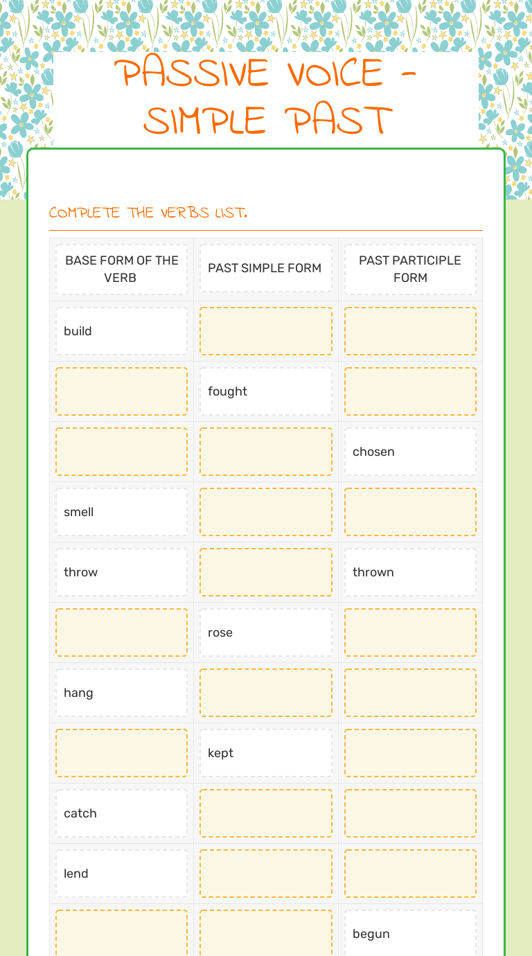PASSIVE VOICE - SIMPLE PAST worksheet preview image