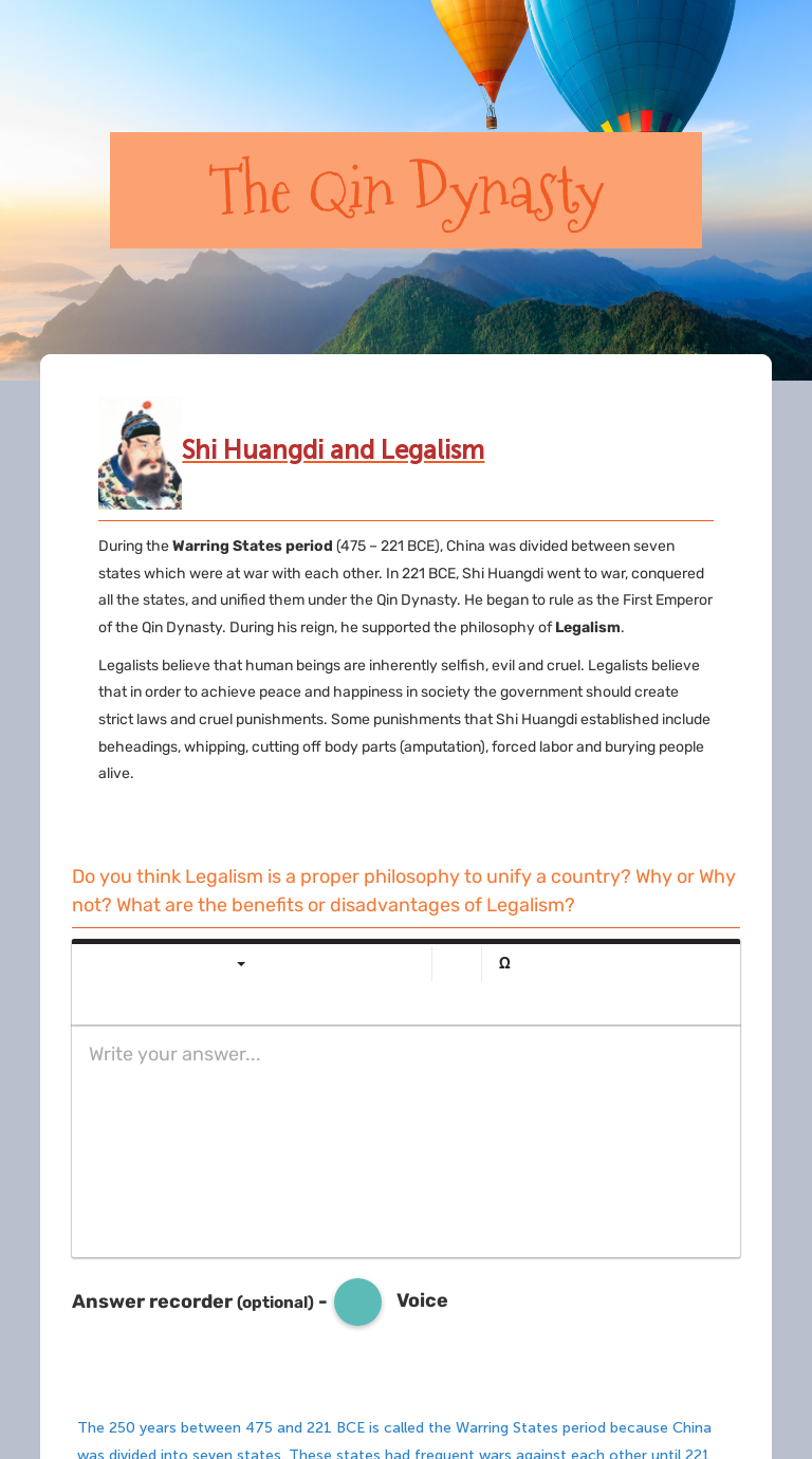 The Qin Dynasty | Interactive Worksheet by Dumitru Grigorean | Wizer.me