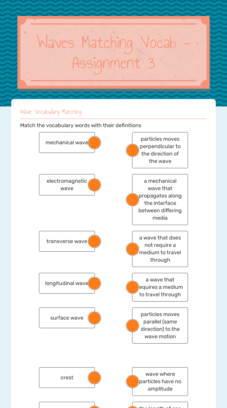 Matching Vocab Games