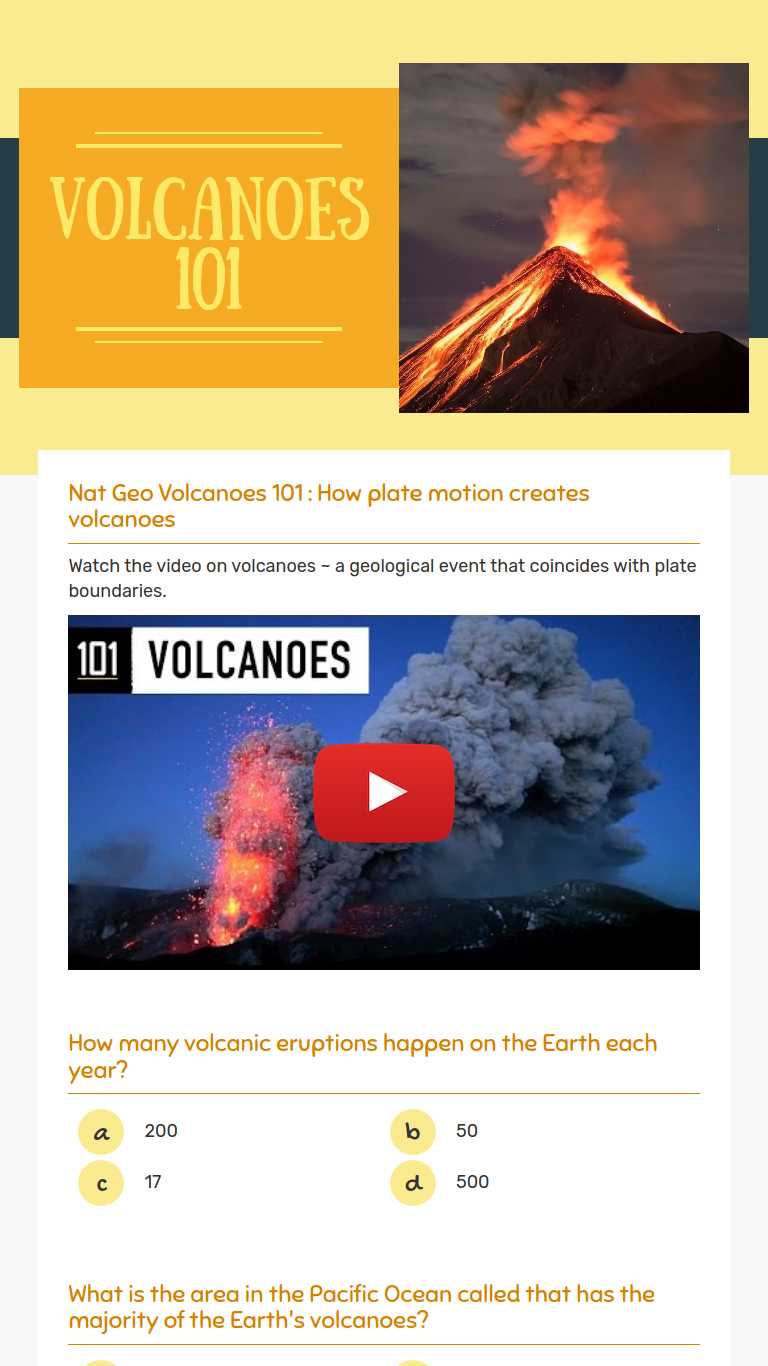 Volcanoes 101 | Interactive Worksheet by Todd Crocker | Wizer.me