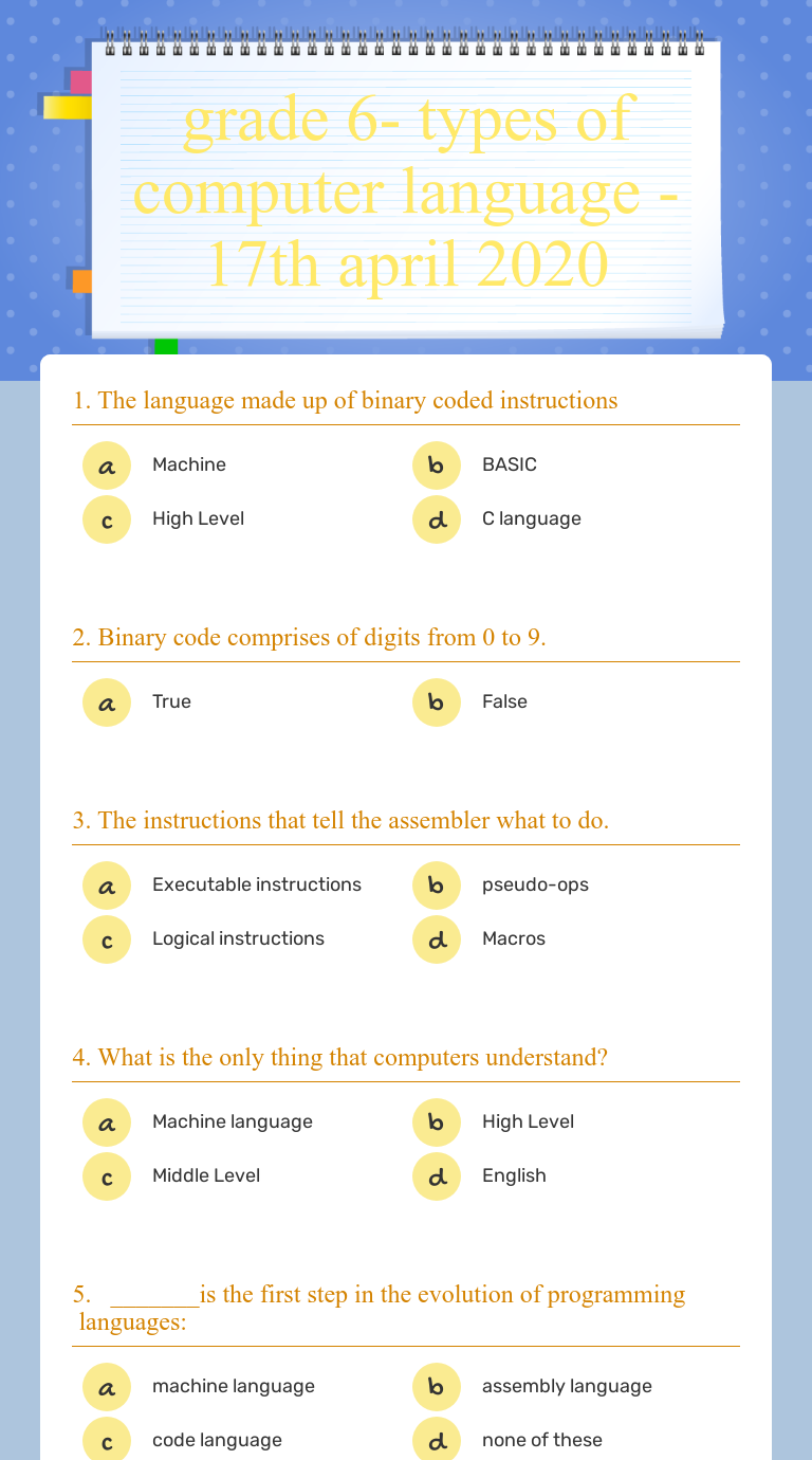 grade 6- types of computer worksheet