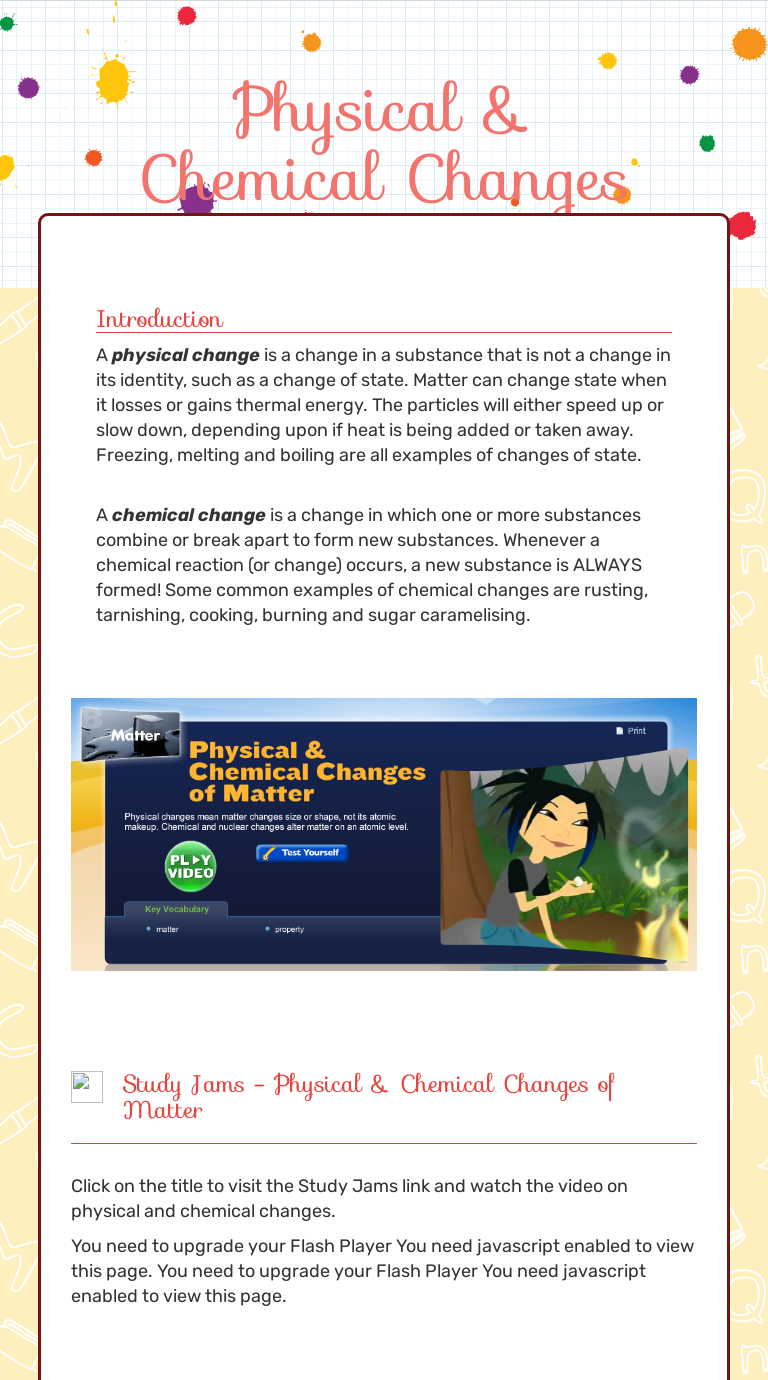 Physical & Chemical Changes | Interactive Worksheet by Kelly Hollis