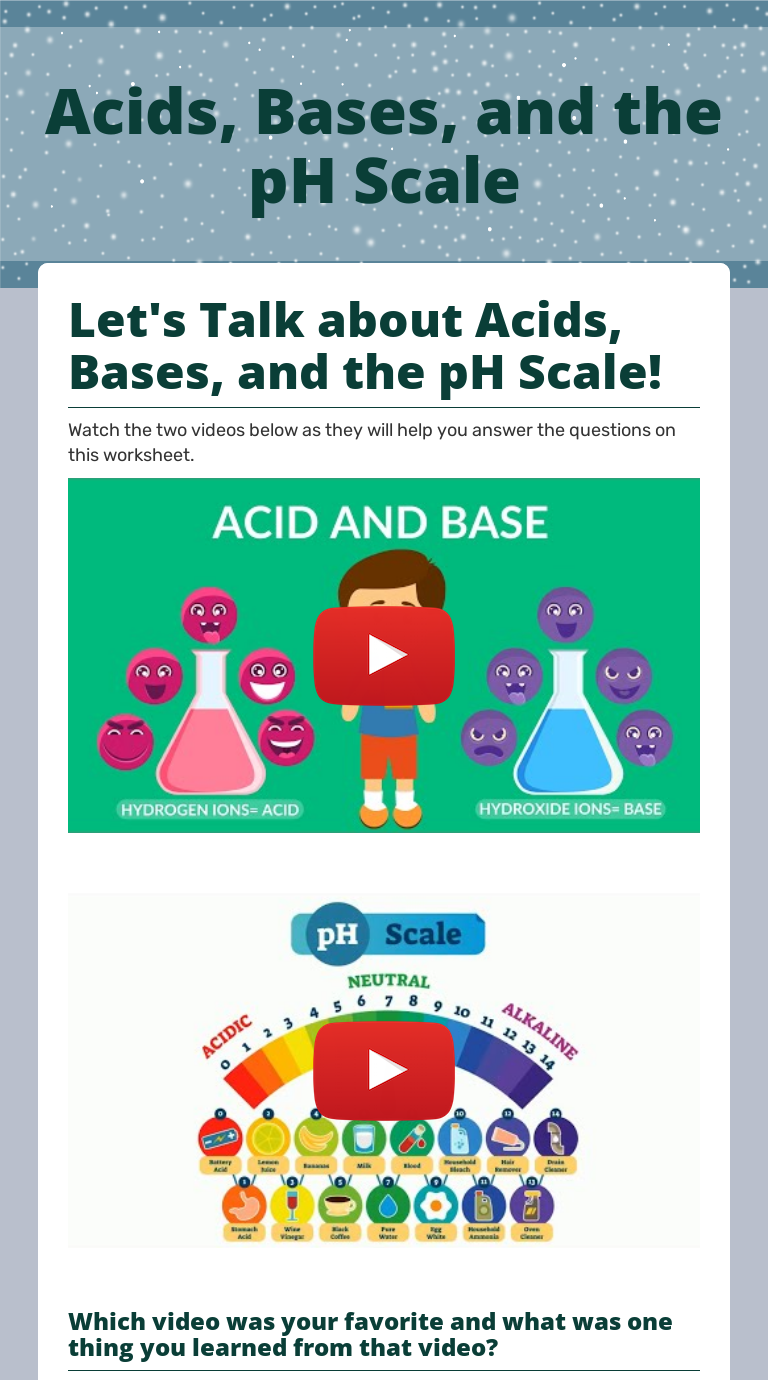 Acids, Bases, and the pH Scale Interactive Worksheet by Lindsay