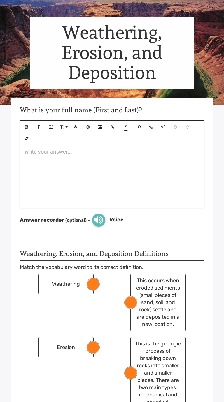 Weathering, Erosion, and Deposition  Interactive Worksheet by Intended For Weathering Erosion And Deposition Worksheet