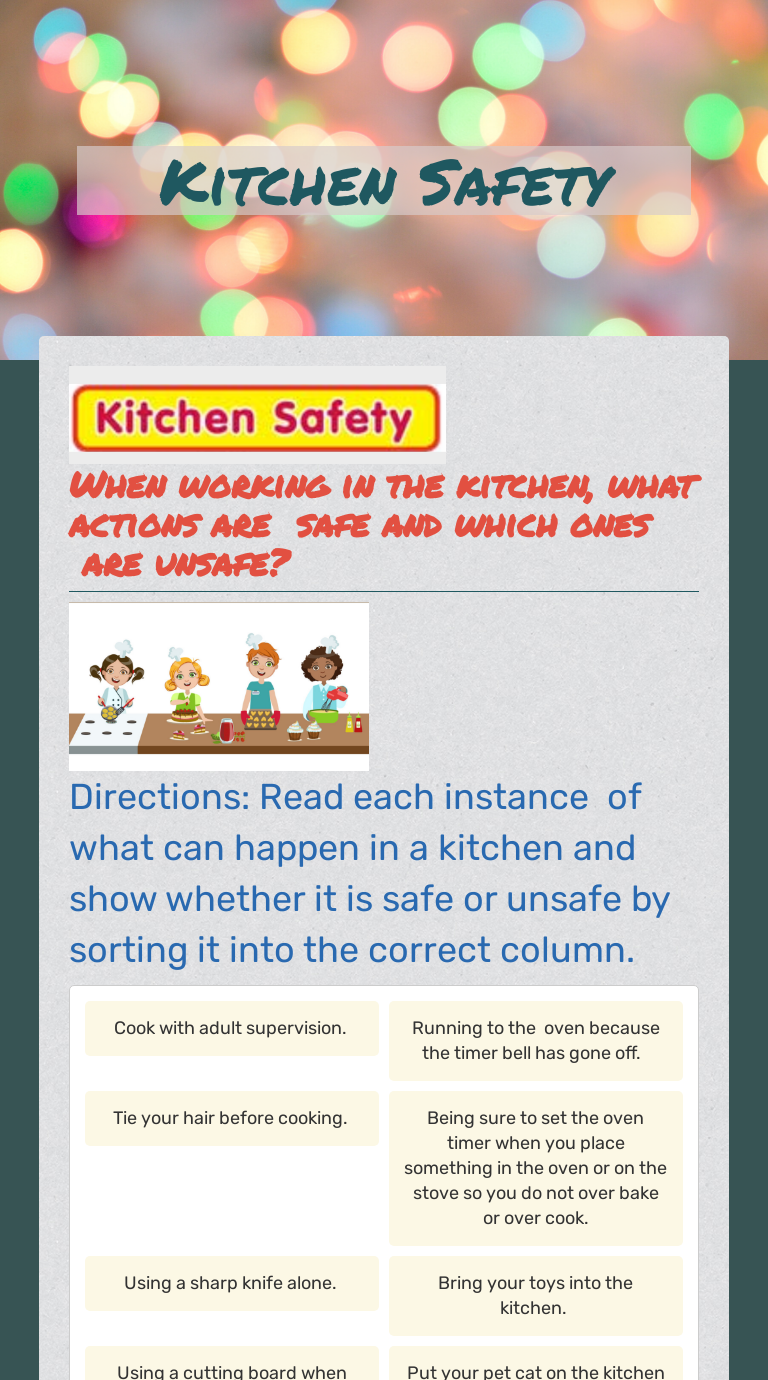 Kitchen Safety Interactive Worksheet by NUR NADIYA BINTI BAHARUDDIN