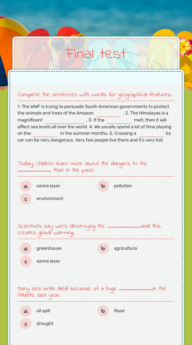 Final test worksheet preview image