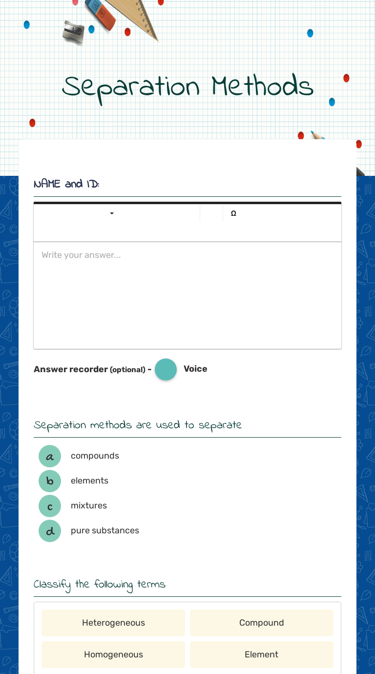 Separation Methods Interactive Worksheet by Marta López Wizer.me