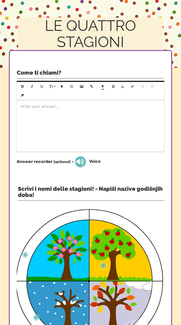 LE QUATTRO STAGIONI Grade 4 worksheet preview