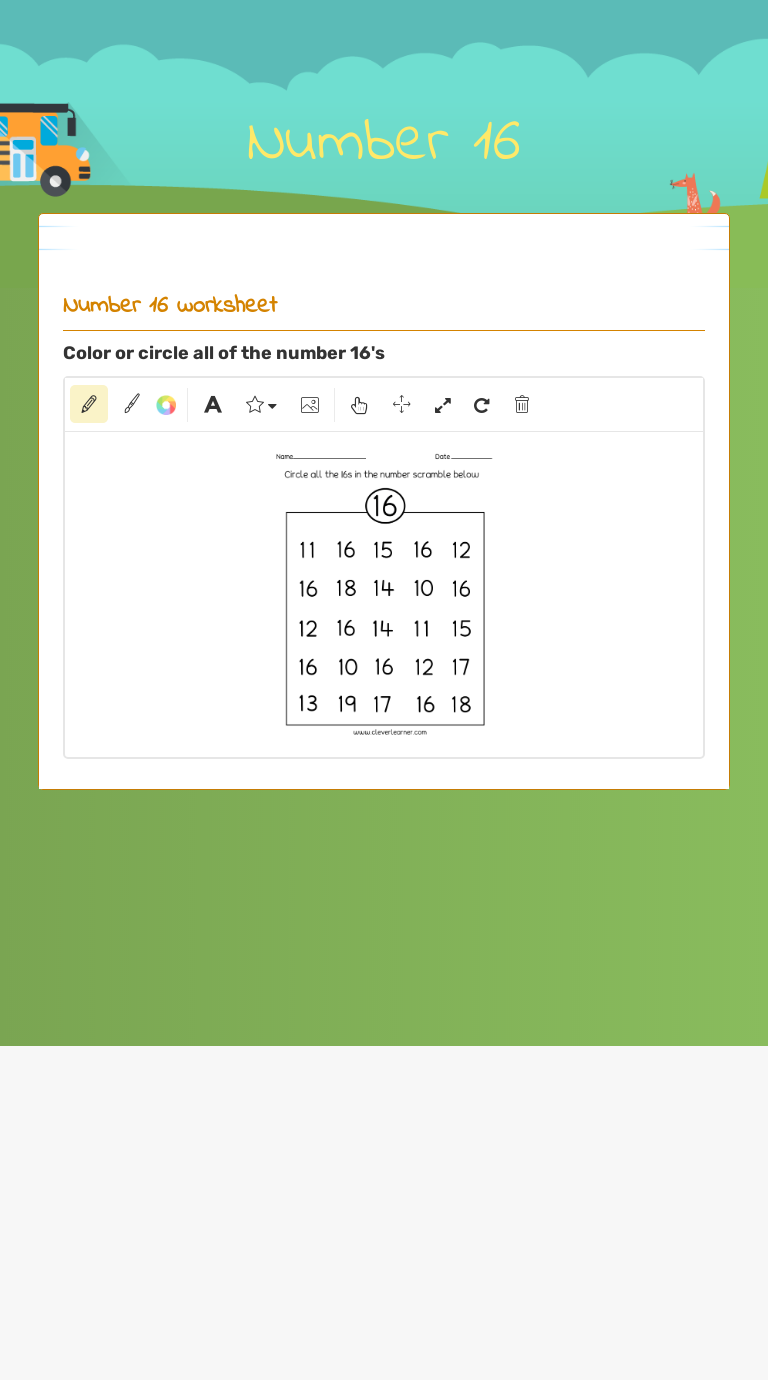 Number 16 worksheet