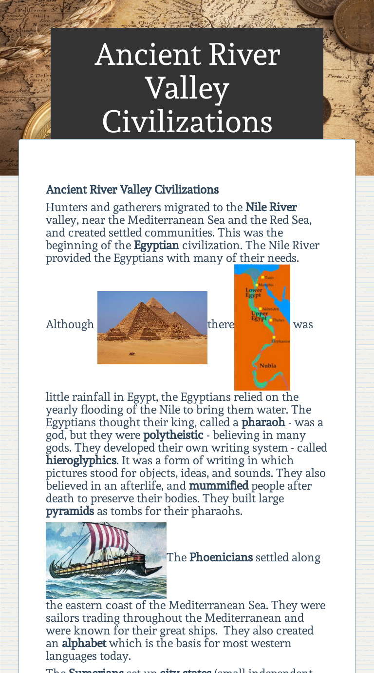 Ancient River Valley Civilizations  Interactive Worksheet by Inside River Valley Civilizations Worksheet