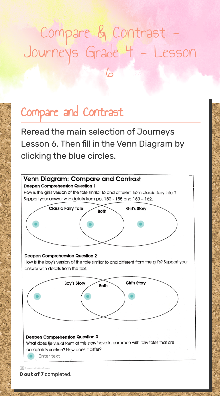 Compare & Contrast - Journeys Grade 4 - Lesson 6 Grade 4 worksheet preview