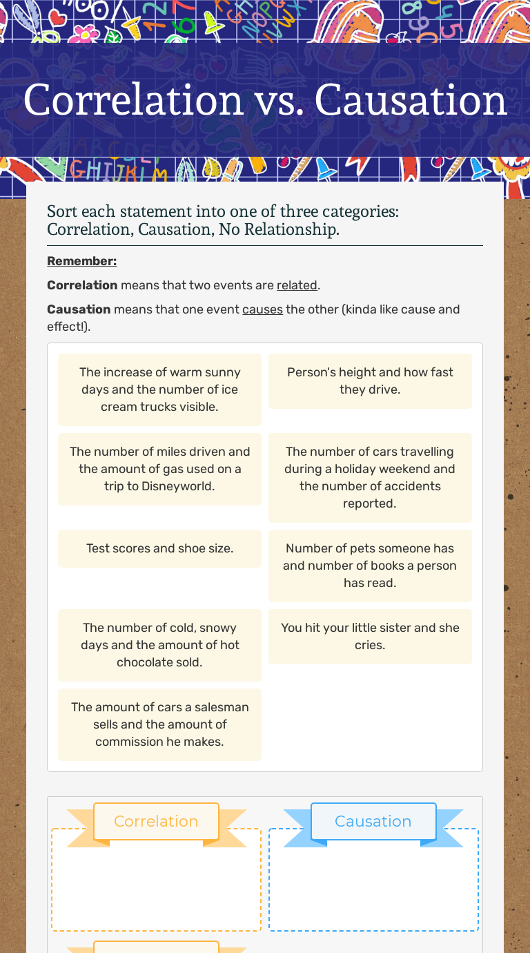 Correlation Vs Causation Worksheet