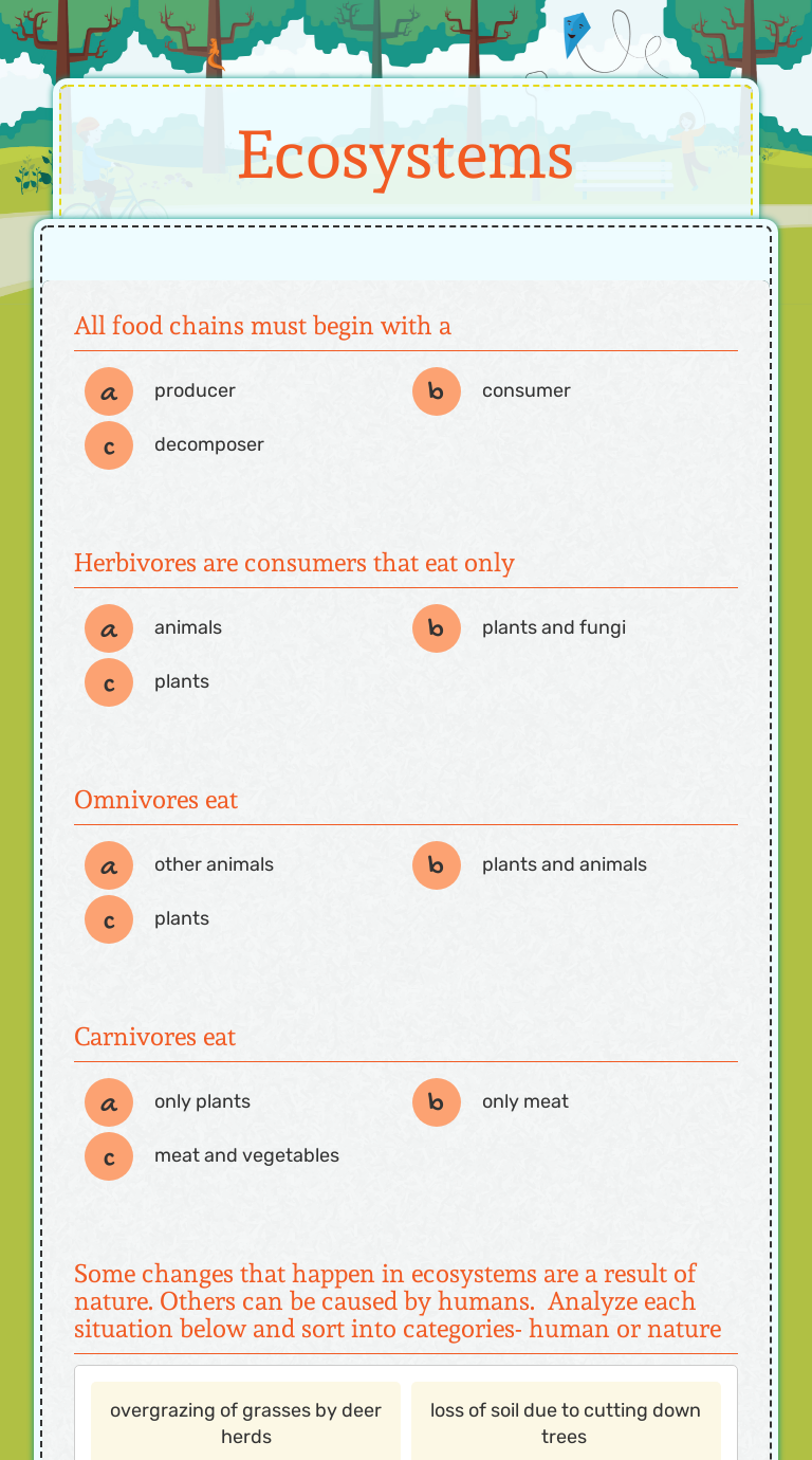 Ecosystems | Interactive Worksheet by Jenna Johnson | Wizer.me