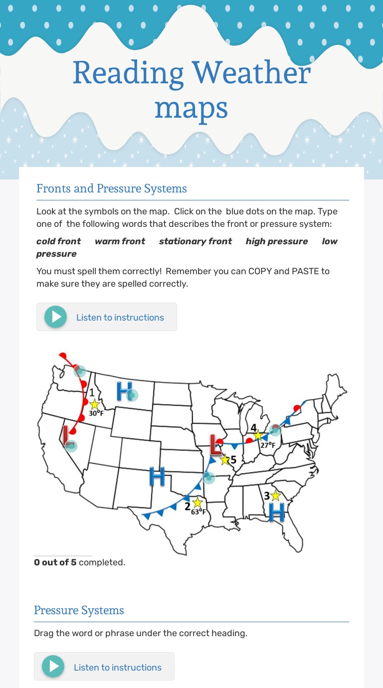 Reading Weather Maps | Interactive Worksheet By Deontre Pittman | Wizer.me