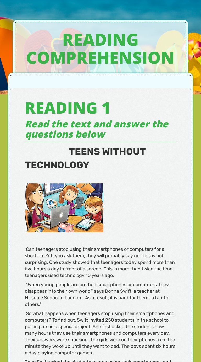 READING COMPREHENSION worksheet preview image