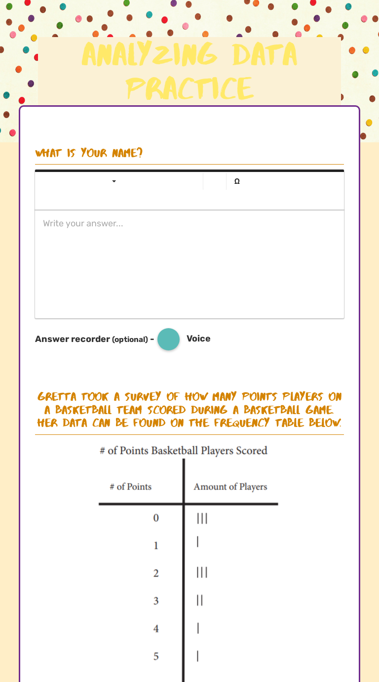 Analyzing Data Practice worksheet