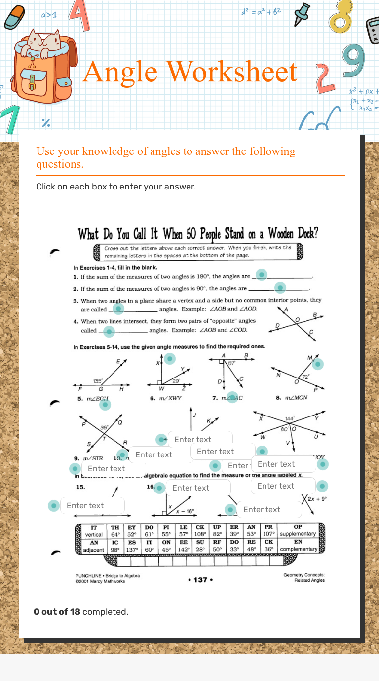 Angle Worksheet worksheet preview image