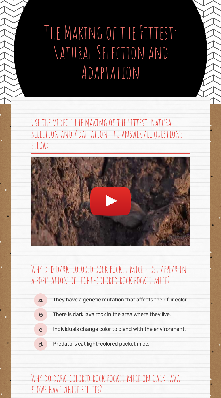 The Making Of The Fittest Natural Selection And Adaptation Interactive Worksheet By Jessica Davies Wizer Me