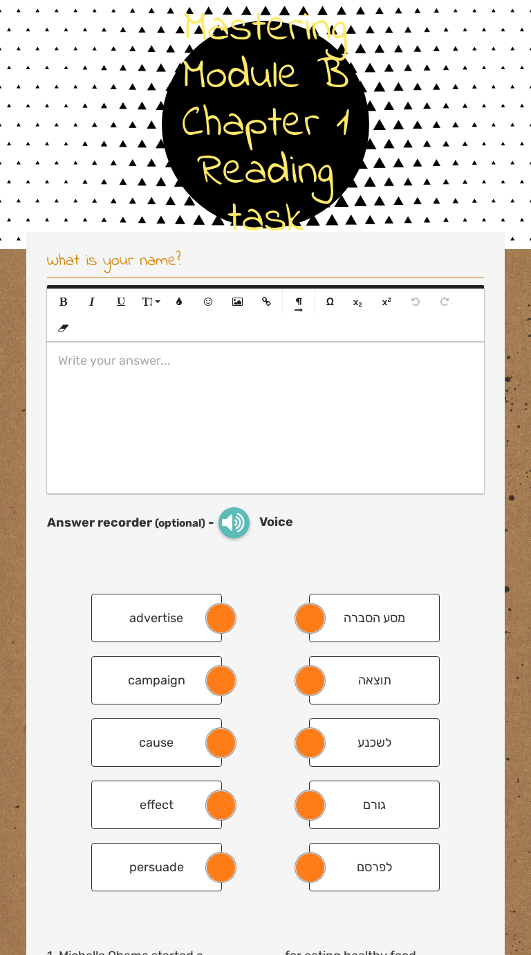 Mastering Module B Chapter 1 Reading Task | Interactive Worksheet By ...