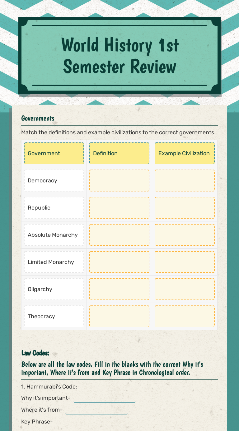 world history 1st semester review interactive worksheet by david prater wizer me