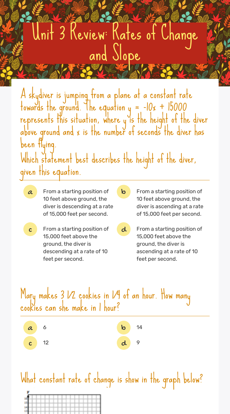 Interpreting Rate Of Change And Slope Worksheet