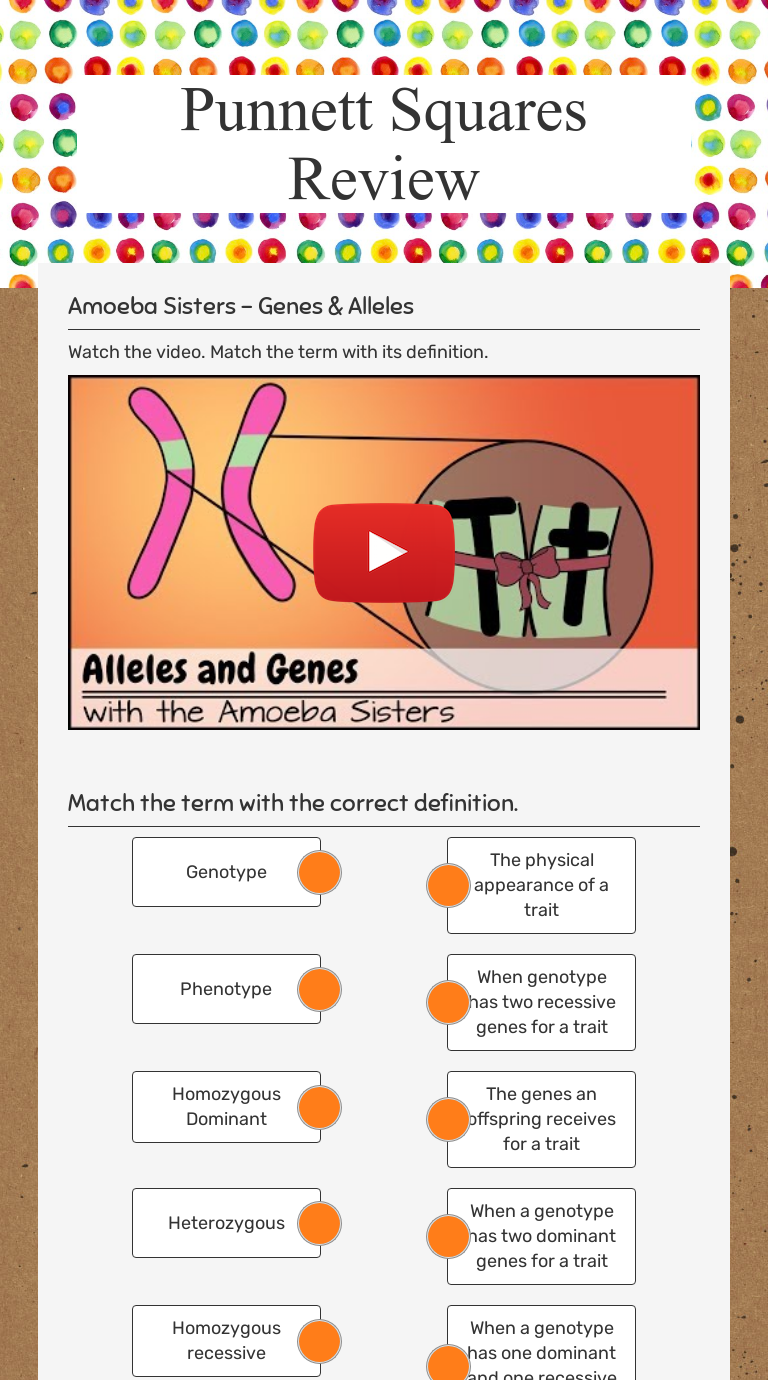 Punnett Squares Review Interactive Worksheet By Angela Edmonds Wizer Me