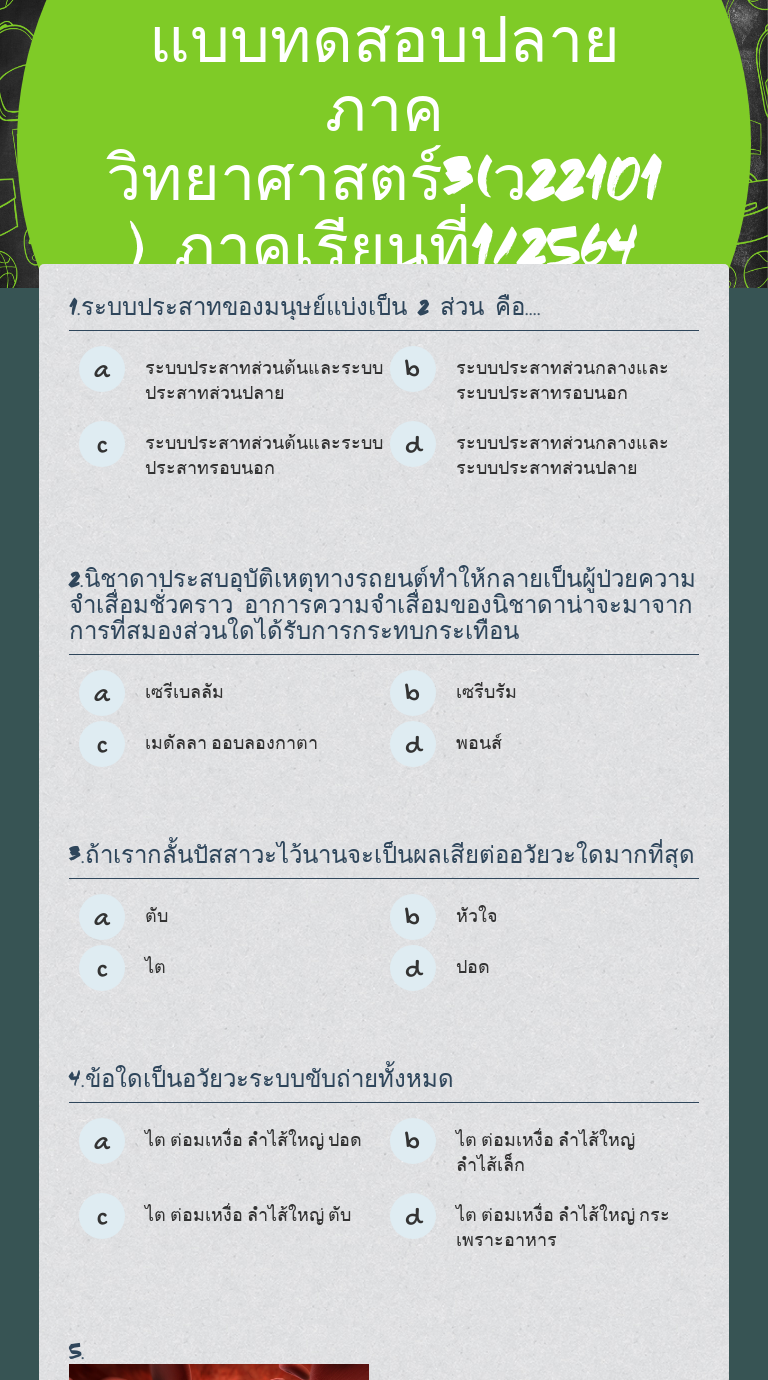 แบบทดสอบปลายภาค วิทยาศาสตร์3(ว22101)
ภาคเรียนที่1/2564 worksheet preview image