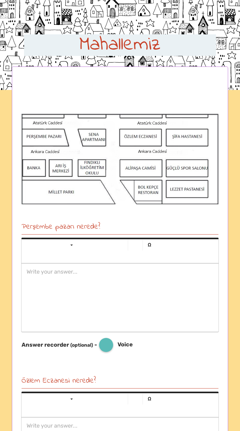 Mahallemiz worksheet preview image