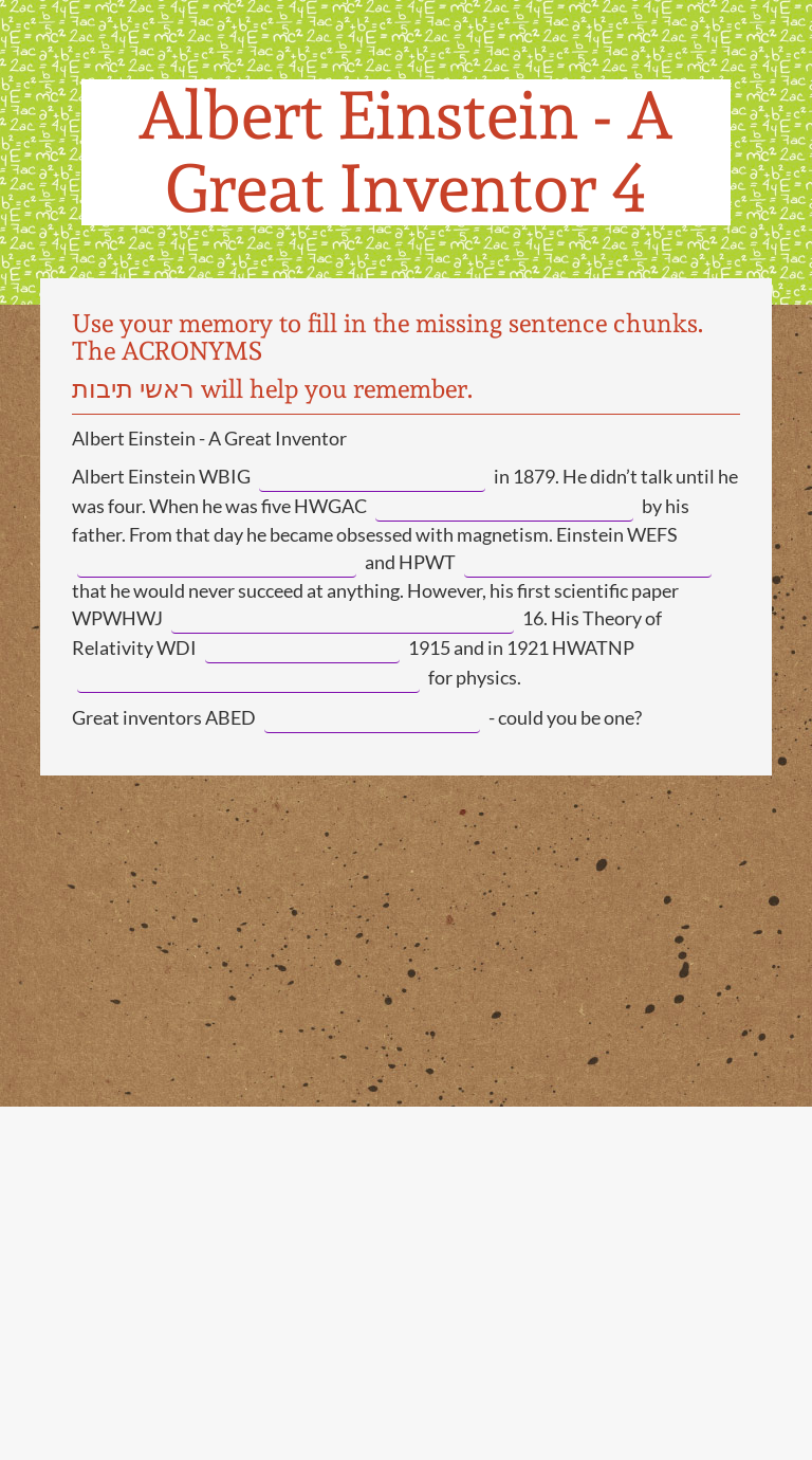 Albert Einstein - A Great Inventor 4 worksheet preview image