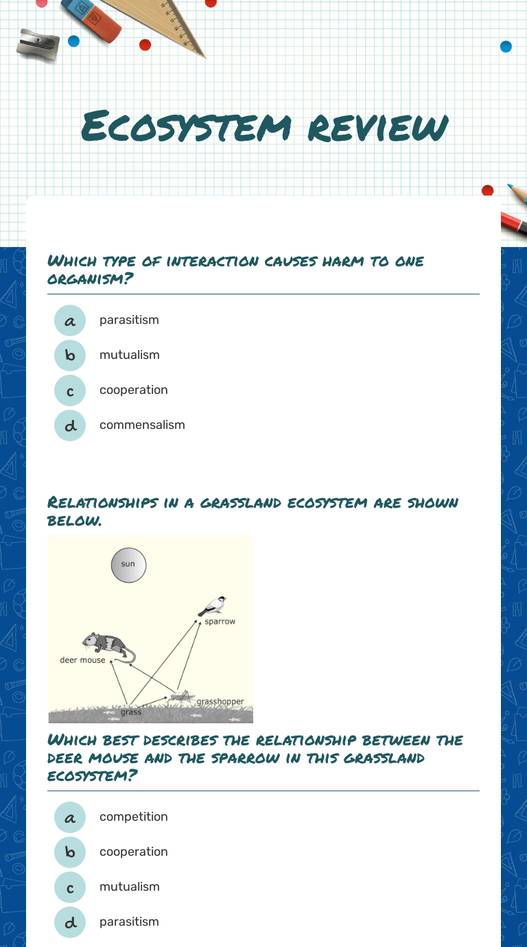 Ecosystem review | Interactive Worksheet by Francis Salmazan | Wizer.me