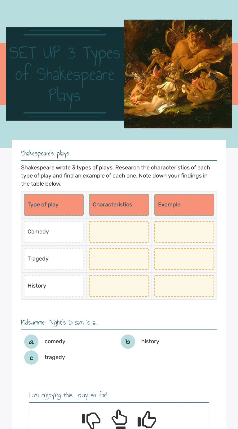 SET UP
3 Types of Shakespeare Plays Grade 12 worksheet preview