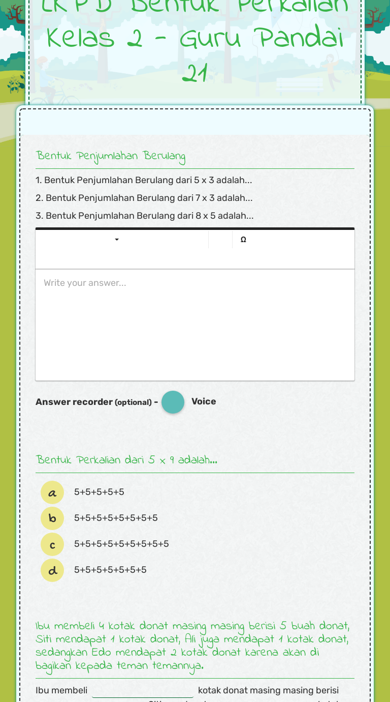 Ester Maryani - E-LKPD Bentuk Perkalian Kelas 2 - Guru Pandai 21 worksheet preview