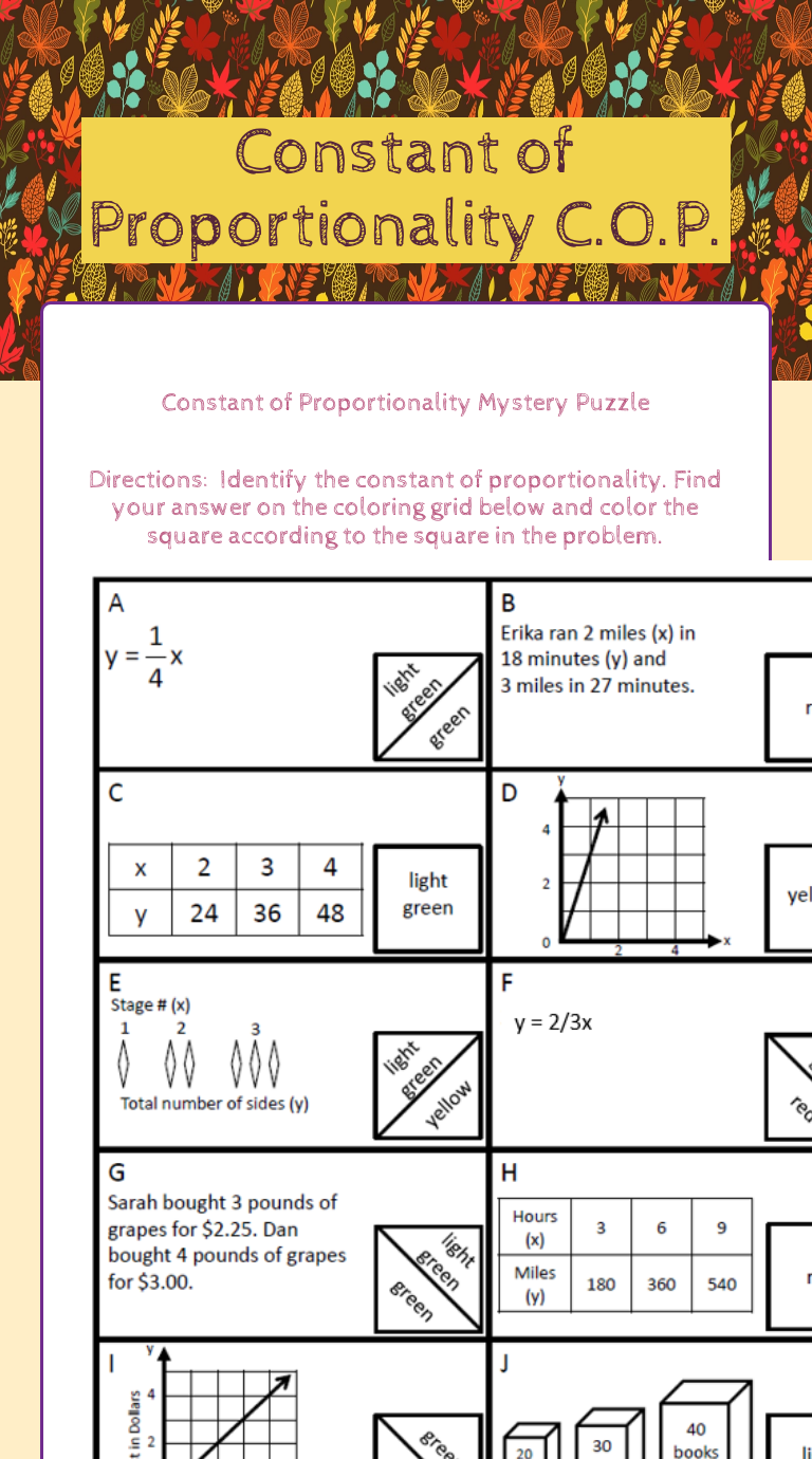 Constant Of Proportionality Worksheet With Answers Printable Word