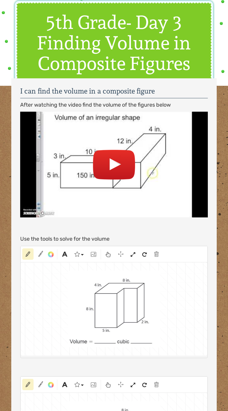 25th Grade- Day 25 Finding Volume in Composite Figures  Interactive Within Volume Of Composite Figures Worksheet