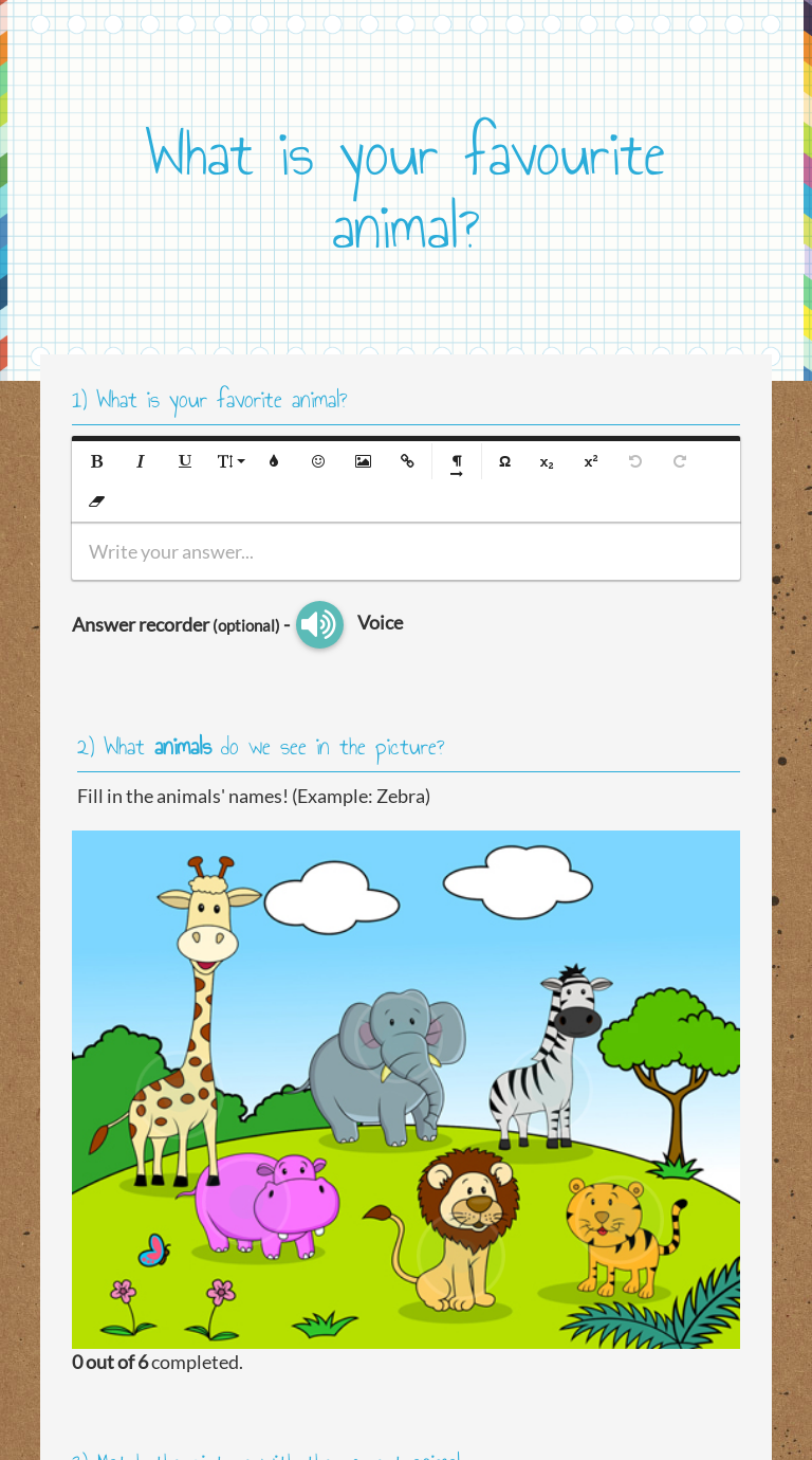 What is your favourite animal? Interactive Worksheet by sandra lopes