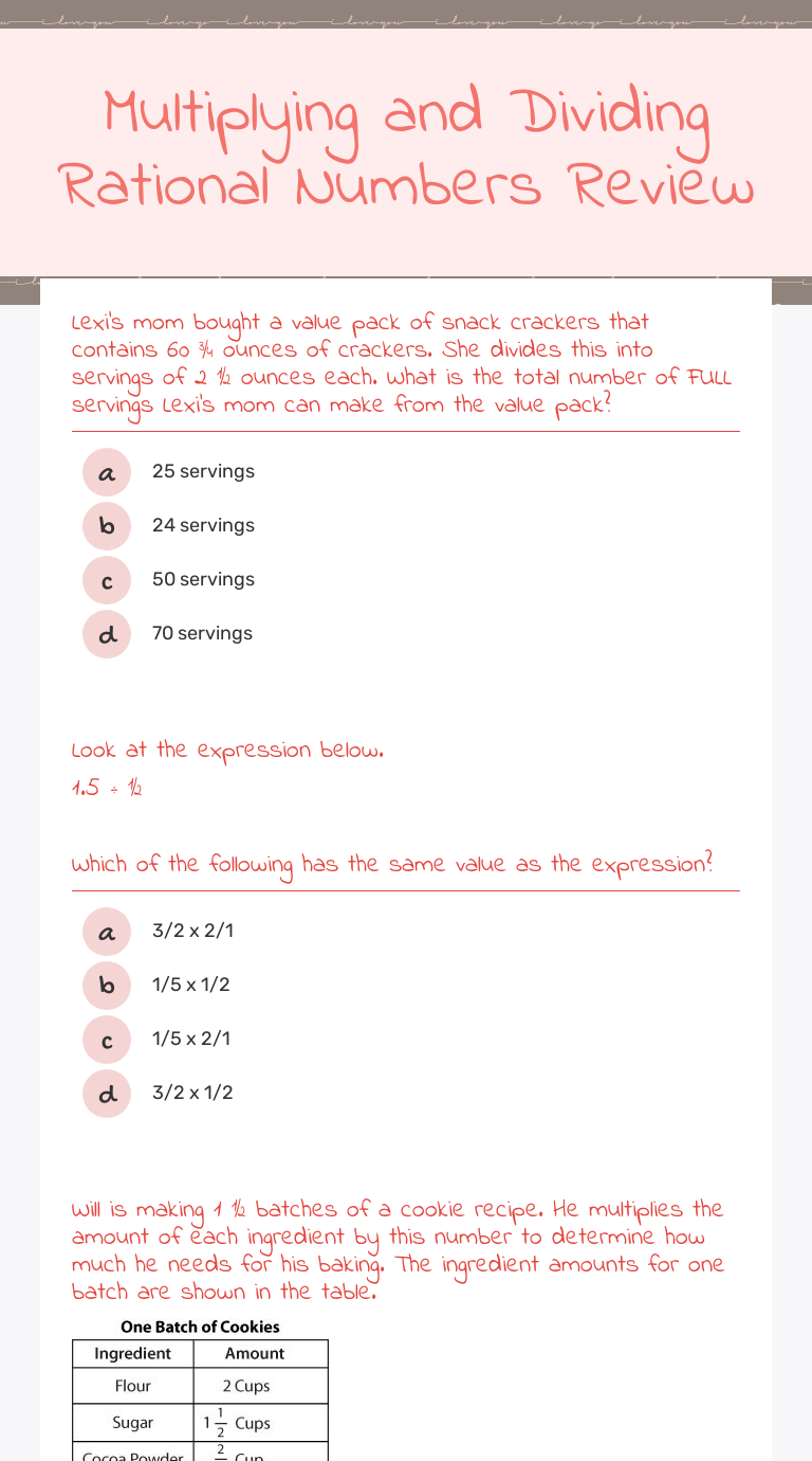 Interactive Worksheets  Wizer.me Within Multiplying Rational Numbers Worksheet