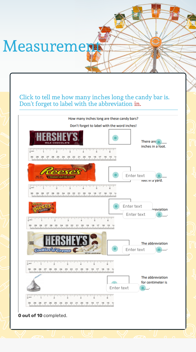 Measurement worksheet preview image